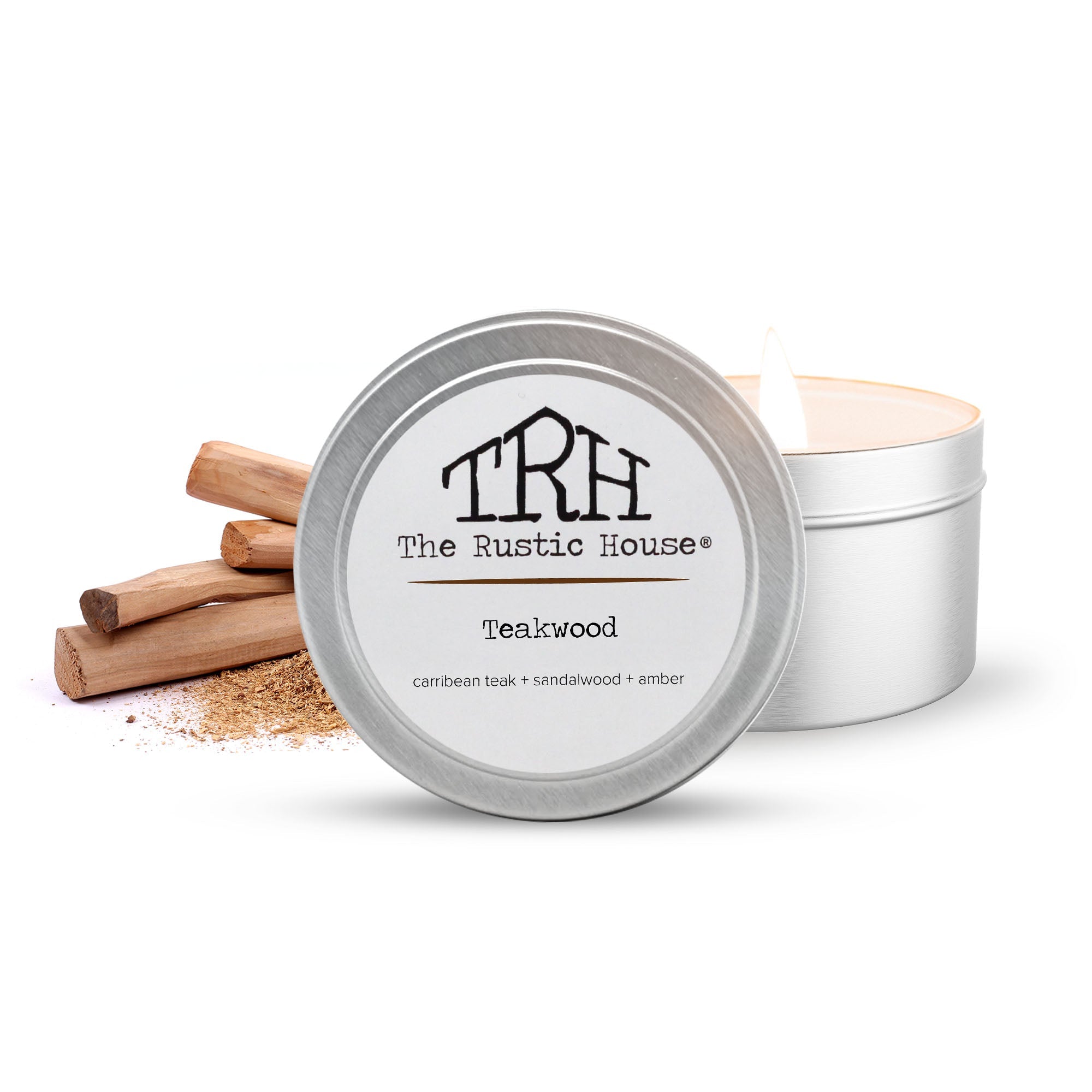 Teakwood Travel Tin Candle | The Rustic House