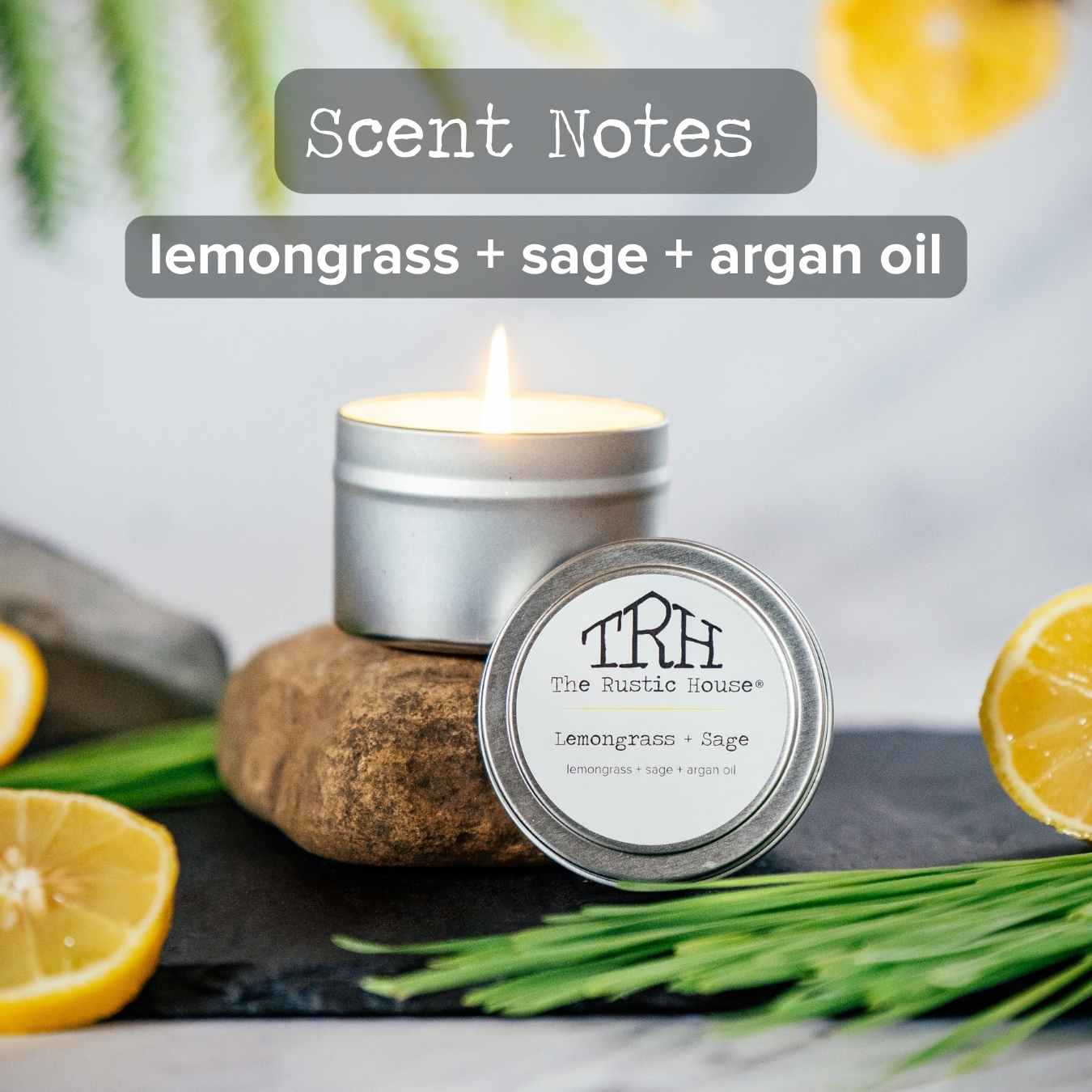 Lemongrass + Sage Travel Tin Candle | The Rustic House