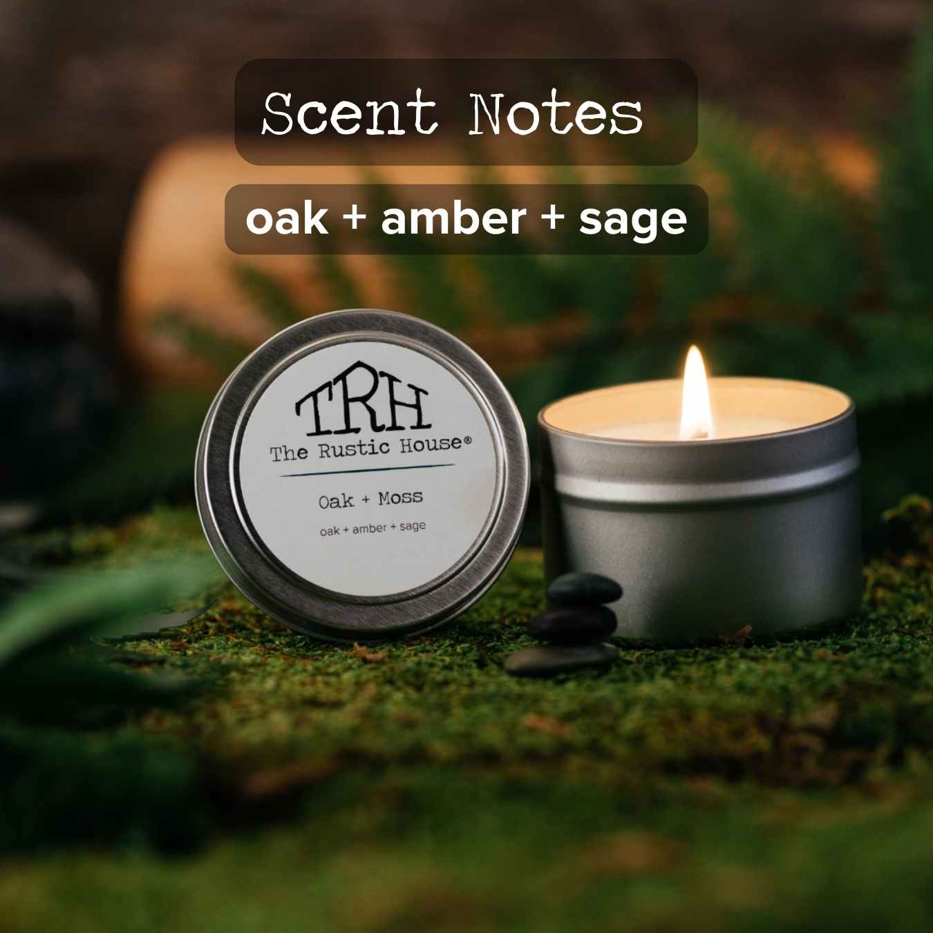 Oak + Moss Travel Tin Candle | The Rustic House