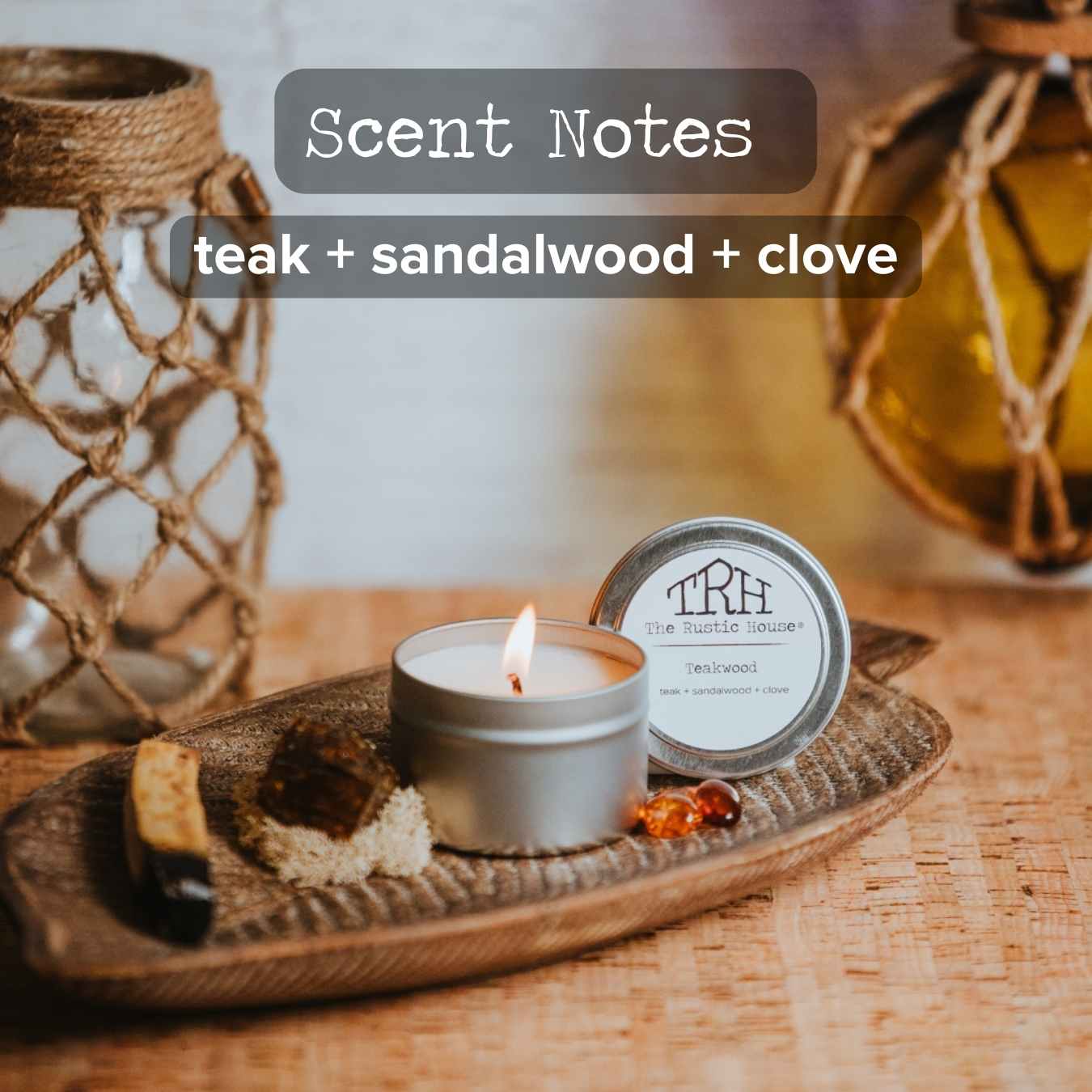 Teakwood Travel Tin Candle | The Rustic House