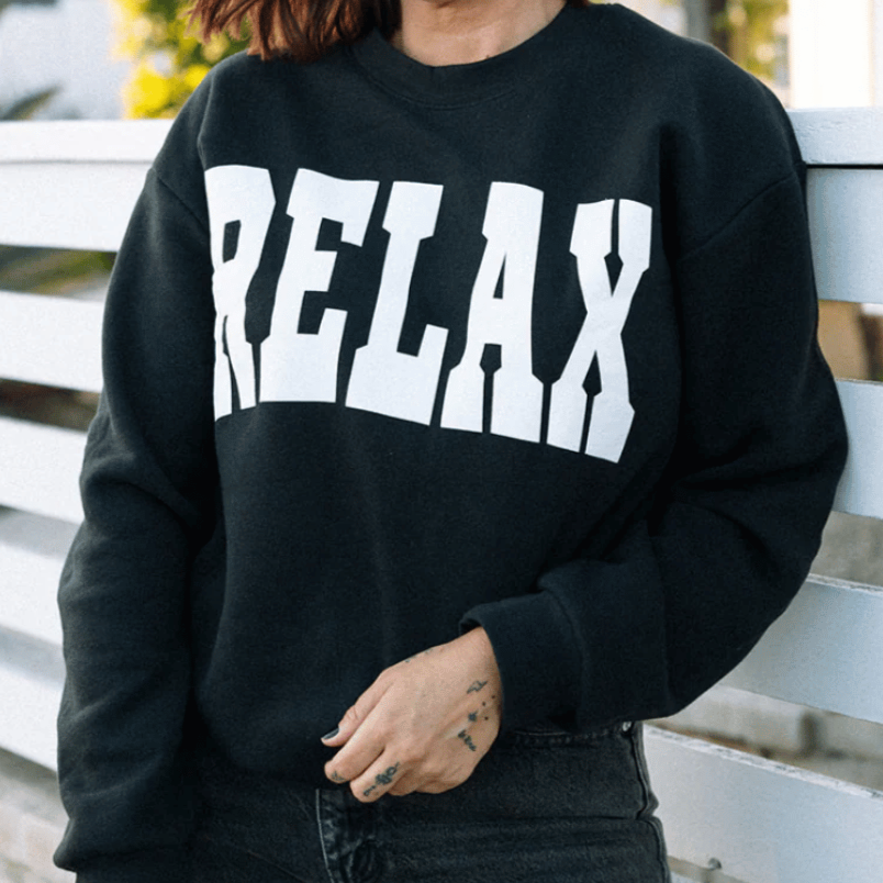 RELAX Collegiate Crew Neck Sweatshirt | Lucky Owl
