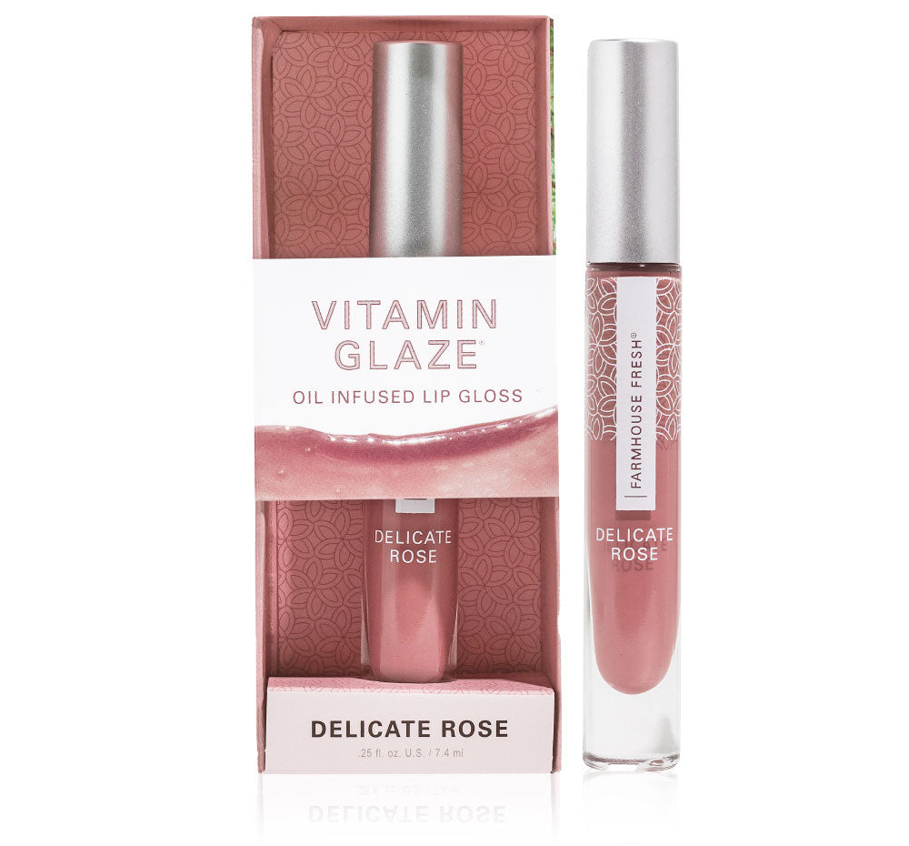 Vitamin Glaze® Oil Infused Lip Gloss – Delicate Rose | Farmhouse Fresh