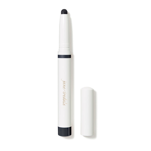 ColorLuxe Eye Shadow Stick | Jane Iredale in sleek white packaging with cap removed, showcasing a dark eyeshadow tip for easy application.