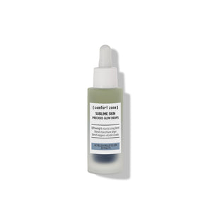 Sublime Skin Precious Glow Drops | [ comfort zone ] in a frosted glass bottle with a dropper, designed for skincare to enhance radiance and elasticity.