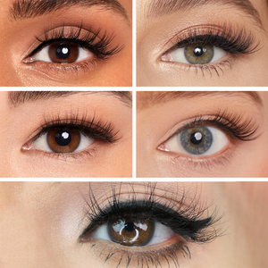 Close-up collage of diverse eyes featuring long lashes and well-defined black eyeliner applied with Magnetic Liquid Eyeliner | Moxielash, enhancing natural beauty.