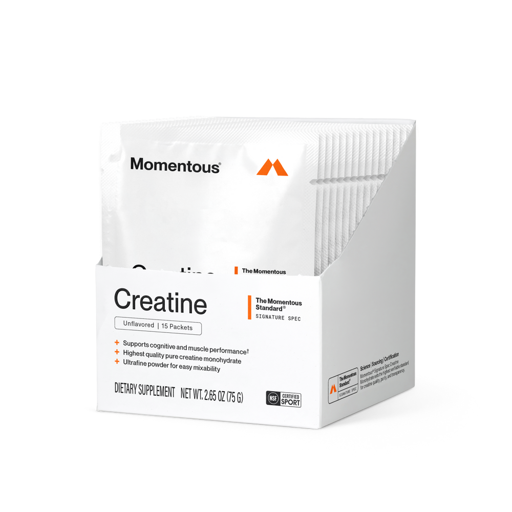 Box of Creatine 15-Travel Packs with lemon flavor, featuring pure creatine monohydrate in easy-to-use single-serving packets for muscle performance and cognitive support.