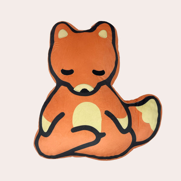 Meditating Fox Plushie | Lucky Owl featuring a soft orange and cream fox in a calming meditative pose, designed for cozy comfort and relaxation.