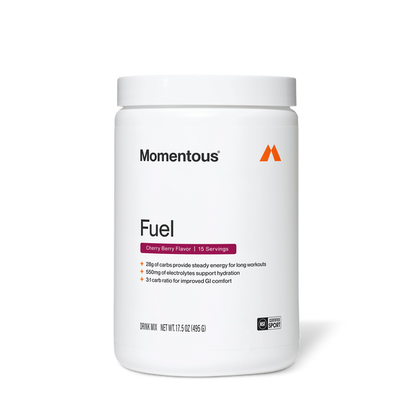 Fuel wellness supplement in a white tub with cherry berry flavor and 15 servings for workout energy and hydration support