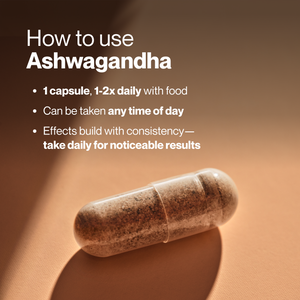 Ashwagandha capsule with wellness supplement instructions Take 1 capsule 1 to 2 times daily with food and use consistently for noticeable results