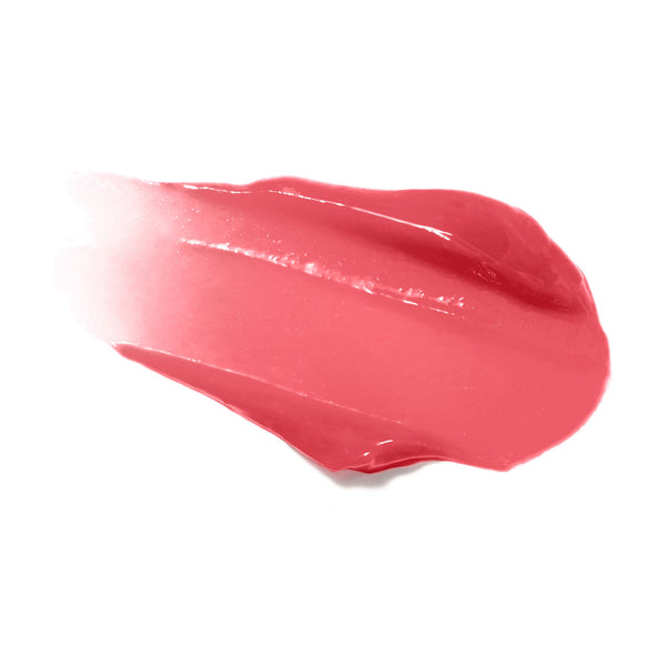 Smooth swatch of Hydropure Hyaluronic Lip Gloss | Jane Iredale in a warm peachy pink shade, showcasing a glossy, hydrating finish ideal for skincare and beauty.