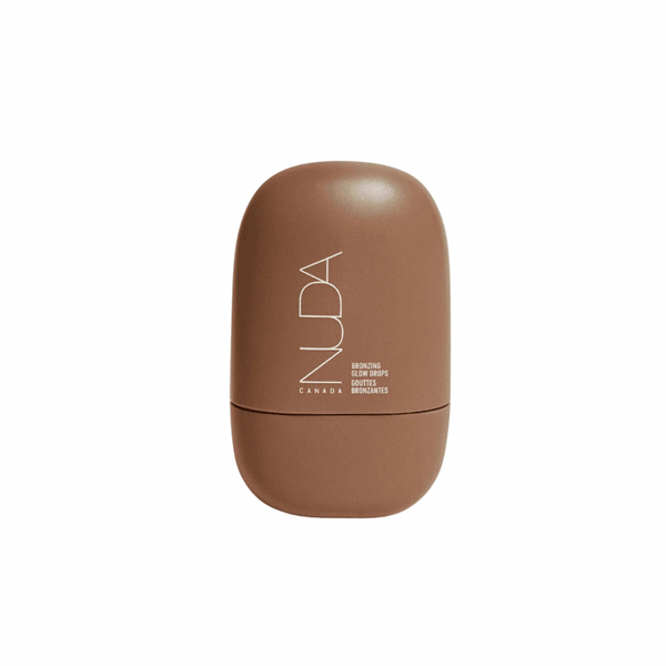 Compact brown bottle of Bronzing Glow Drops | NUDA designed for skincare with a smooth, minimalist shape enhancing a natural radiant glow.