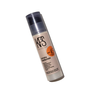 Bottle of KPS Sunscreen - SPF 45 | Kindness Powered Skincare, a hydrating sunscreen with broad spectrum UVA/UVB protection, designed for gentle, fragrance-free skincare.