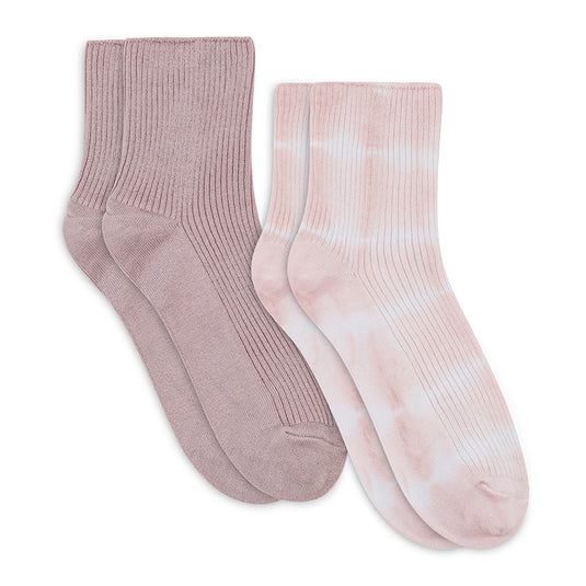 Women's Plant Dyed Quarter Crew Sock 2PK - Oxford | Lemon