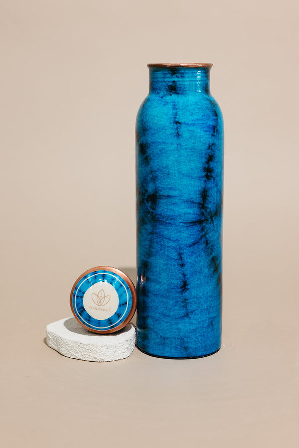 Blue Tie-Dye Copper Bottle (34oz) | Lucky Owl