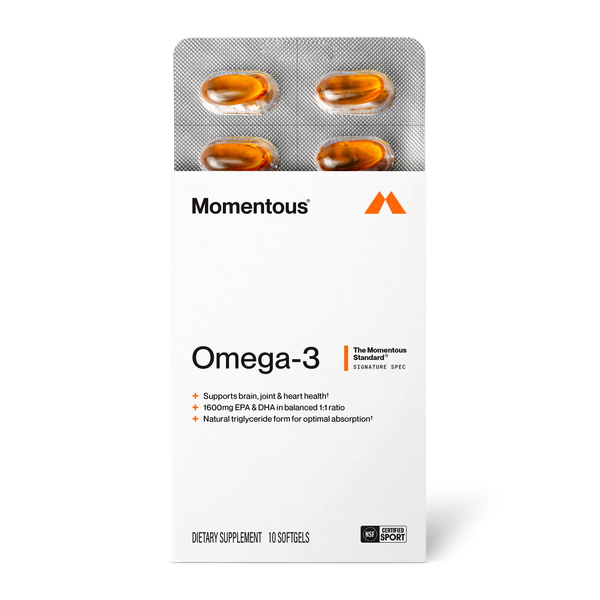 Omega-3 Travel Packs featuring softgel capsules in a compact blister pack, designed to support brain, joint, and heart health with balanced EPA and DHA for wellness supplementation.