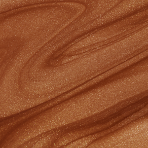 Close-up texture of shimmering bronzing liquid with a glowing finish, illustrating the radiant effect of Bronzing Glow Drops | NUDA for skincare and body care.