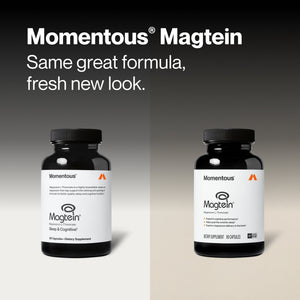 Image showing two bottles of Magnesium L-Threonate dietary supplements side by side, highlighting a fresh new look for the same well-known formula supporting sleep, cognitive health, and brain function.