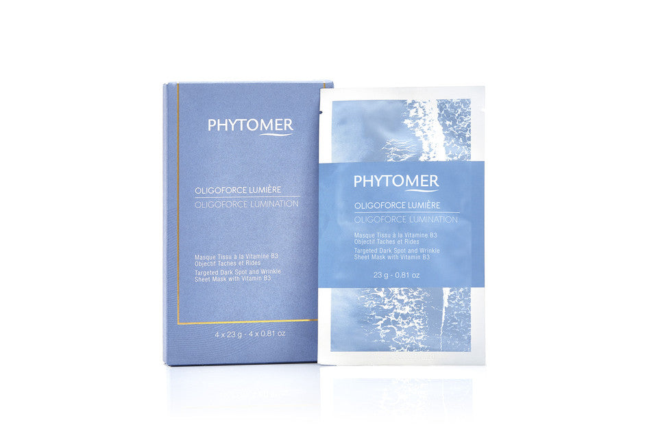 Oligoforce Lumination Targeted Dark Spot and Wrinkle Sheet Mask With Vitamin B3 - 4 Mask Set| Phytomer