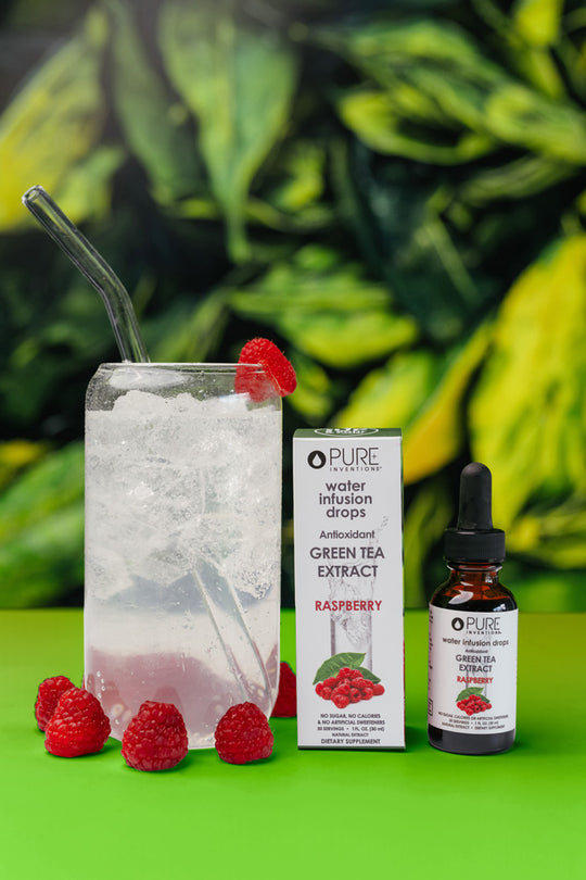 Antioxidant Green Tea Extract Water Infusion Drops - Raspberry | Pure Inventions