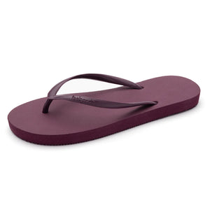 Slimz Core Sandals | Feelgoodz in a deep sangria color, featuring a simple and comfortable flip-flop design with a textured footbed and slender straps.