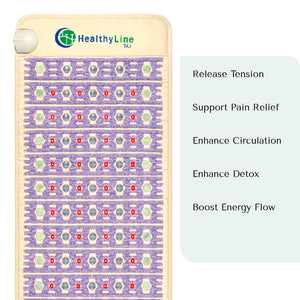 TAJ-Mat™ Full Short 6024 Firm - Photon PEMF InfraMat Pro® | HealthyLine wellness device featuring layered elements designed to release tension, support pain relief, improve circulation, detox, and boost energy flow.