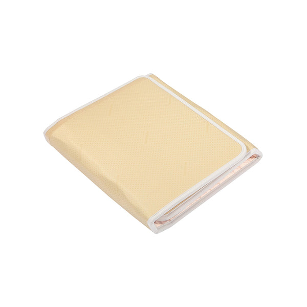 Folded beige wellness mat made of natural materials, designed as TAJ-Mat™ Large 8030 Firm - Photon PEMF (Right/Standard) Inframat Pro® | HealthyLine for body care and recovery.