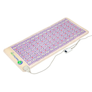TAJ-Mat™ Full Short 6024 Firm - Photon PEMF InfraMat Pro® | HealthyLine wellness device featuring embedded amethyst and jade stones with remote control for body care and recovery.