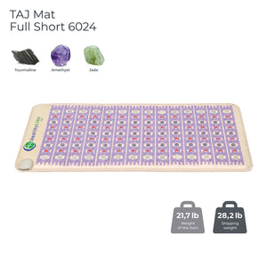 TAJ-Mat™ Full Short 6024 Firm - Photon PEMF InfraMat Pro® | HealthyLine wellness mat featuring embedded tourmaline, amethyst, and jade stones for body care and recovery.