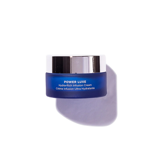 Power Luxe | HydroPeptide hydra-rich infusion cream in a blue jar with silver lid, designed for skincare and hydration in body care routines.