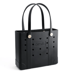 Tori Everywhere Tote Bag | Oka-B in black with durable handles, featuring perforated holes and a sleek, minimalist design perfect for everyday use.