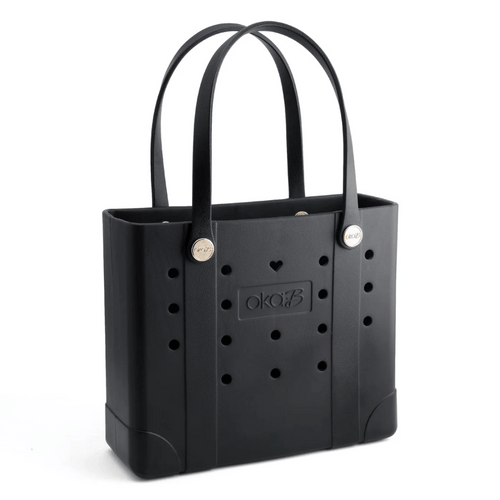 Tori Everywhere Tote Bag | Oka-B in black with durable handles, featuring perforated holes and a sleek, minimalist design perfect for everyday use.