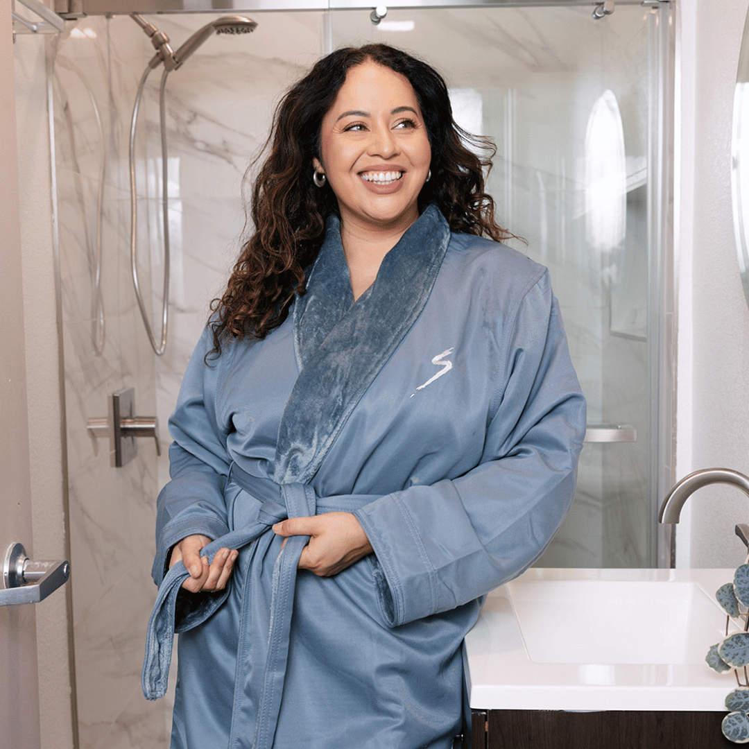 Tear Robe Microfiber Shimmer Lined Robe - Teal | Mansfield