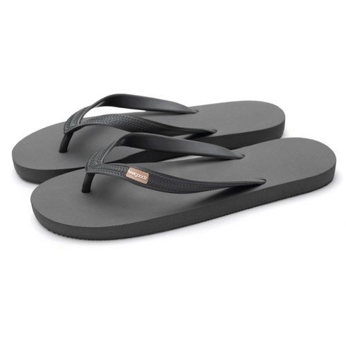 Pair of black flip-flop style sandals with textured footbed and simple straps, designed for casual comfort in Classicz Core Sandals | Feelgoodz.