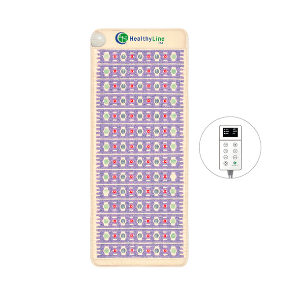 TAJ-Mat™ Full Short 6024 Firm - Photon PEMF InfraMat Pro® | HealthyLine wellness device mat with embedded therapy elements and a digital remote control for body care and recovery.
