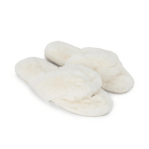 Waterfront Solid Faux Fur Flip-Flop - White | Lemon