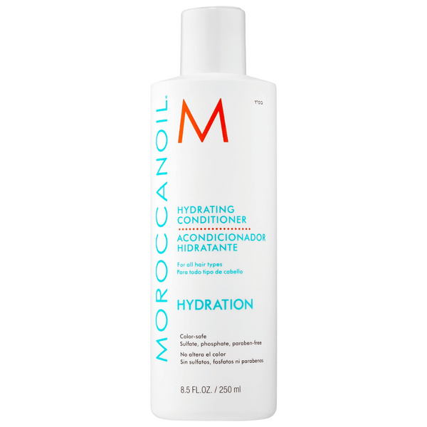 Bottle of Hydrating Conditioner | Moroccanoil designed for all hair types, featuring hydration benefits and a sulfate, phosphate, and paraben-free formula.