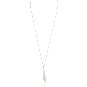 Kailani Necklace | Purpose Jewelry featuring a delicate silver chain with elegant, minimalist curved silver pendants designed for a refined, modern look.