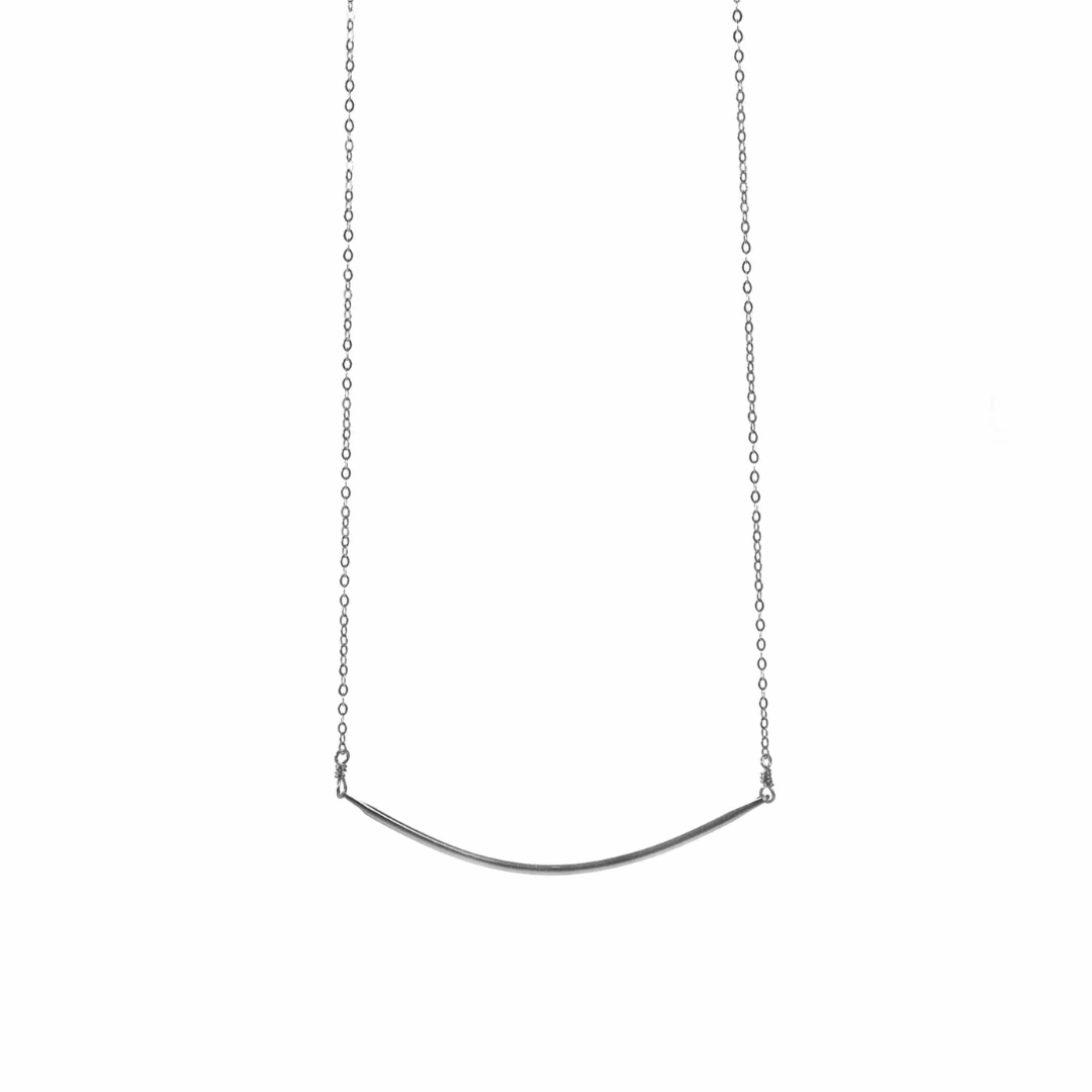 Rounded Bar Sterling Silver Necklace | Liv & B