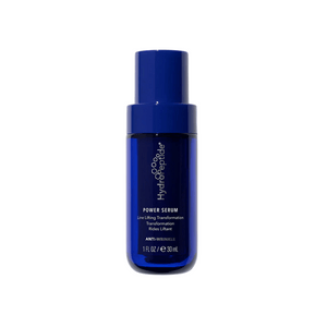 Blue bottle of Power Serum | HydroPeptide, an anti-wrinkle skincare product designed for line lifting and skin transformation.