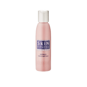 Bottle of AntiBlemish Cleanser | Skin Fitness Therapy in soft pink packaging designed for skincare and blemish control.