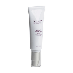 Tube of Pigment Perfecting Serum | Alchimie Forever with a clear pump dispenser, designed for skincare to target uneven skin tone and pigmentation.