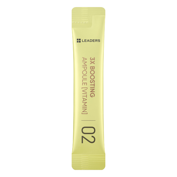 Single-use sachet of 3X Boosting Modeling Mask - Vitamin | Leaders in light yellow packaging, designed for skincare and vitamin ampoule application.