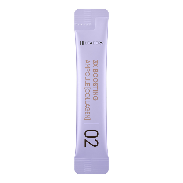 Single-use sachet of 3X Boosting Modeling Mask - Collagen | Leaders, featuring light purple packaging designed for skincare and collagen boosting.