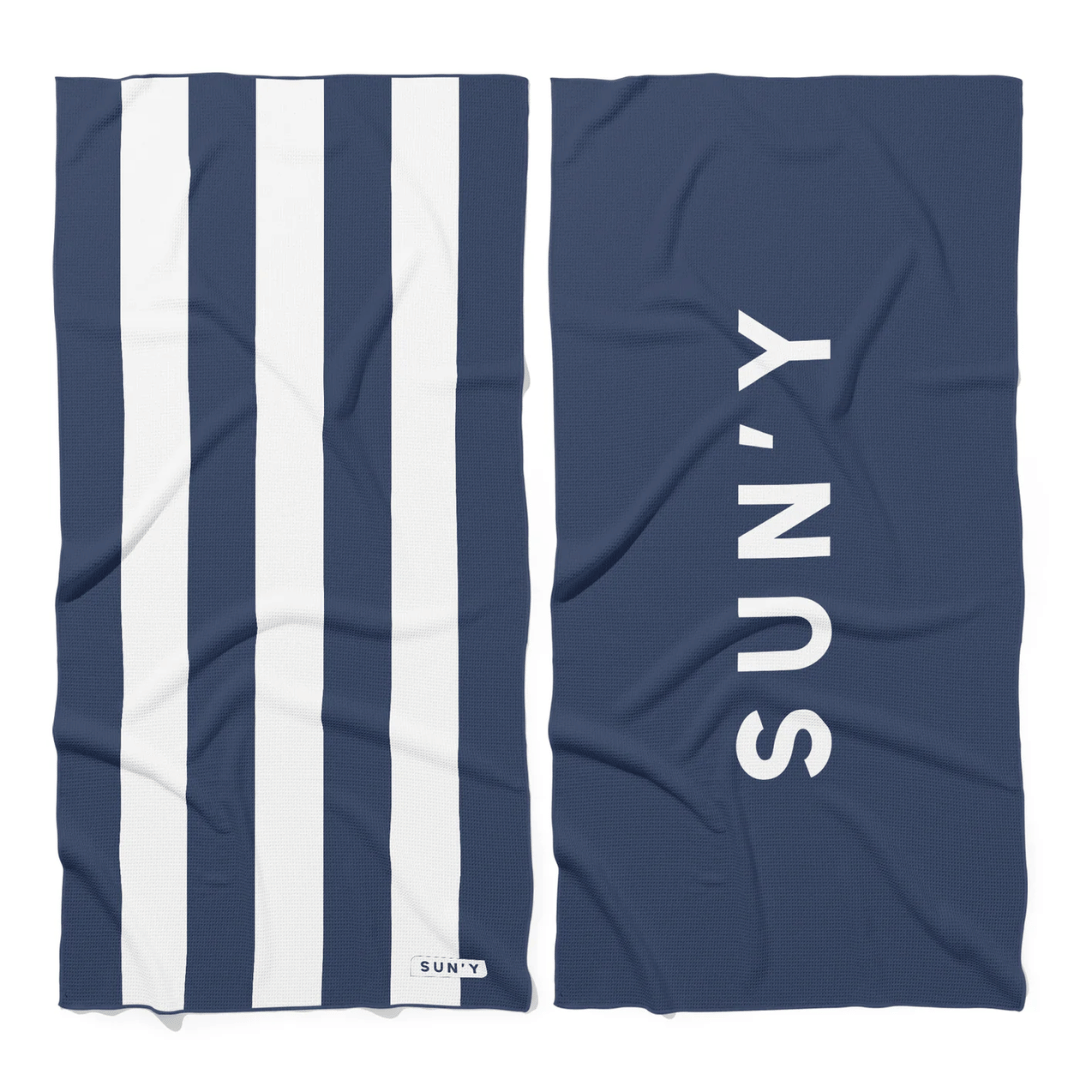 Waffle Microfiber Beach Towel - Nautical Navy | SUN'Y