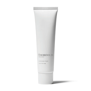 Minimalist white tube of Cleansing Foam | Omorovicza skincare product standing upright on a white background, designed for gentle facial cleansing and skincare routines.