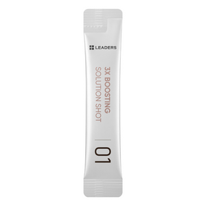 Single-use sachet of 3X Boosting Modeling Mask - Vitamin | Leaders skincare solution shot, designed for enhancing skin vitality and hydration in a sleek white packet.