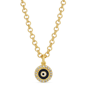 Black and Diamond Evil Eye Necklace | Meghan Bo