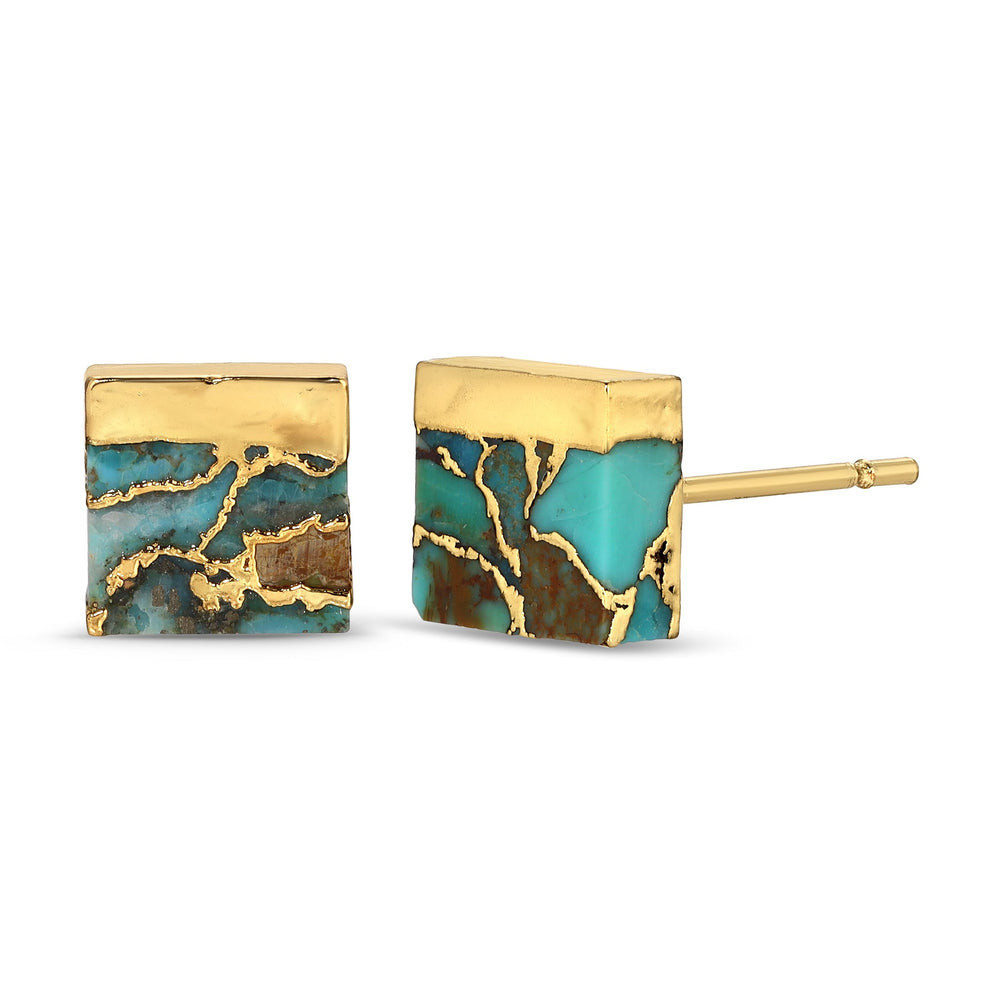 Gold Dipped Turquoise Studs | Meghan Bo