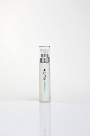 Pearlesque Hydrating Moisturiser | VOYA in a sleek glass pump bottle, designed for skincare and body care hydration with a focus on natural wellness.