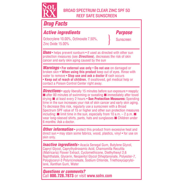 Clear Zinc SPF 50 Sunscreen | SolRX Sunscreen